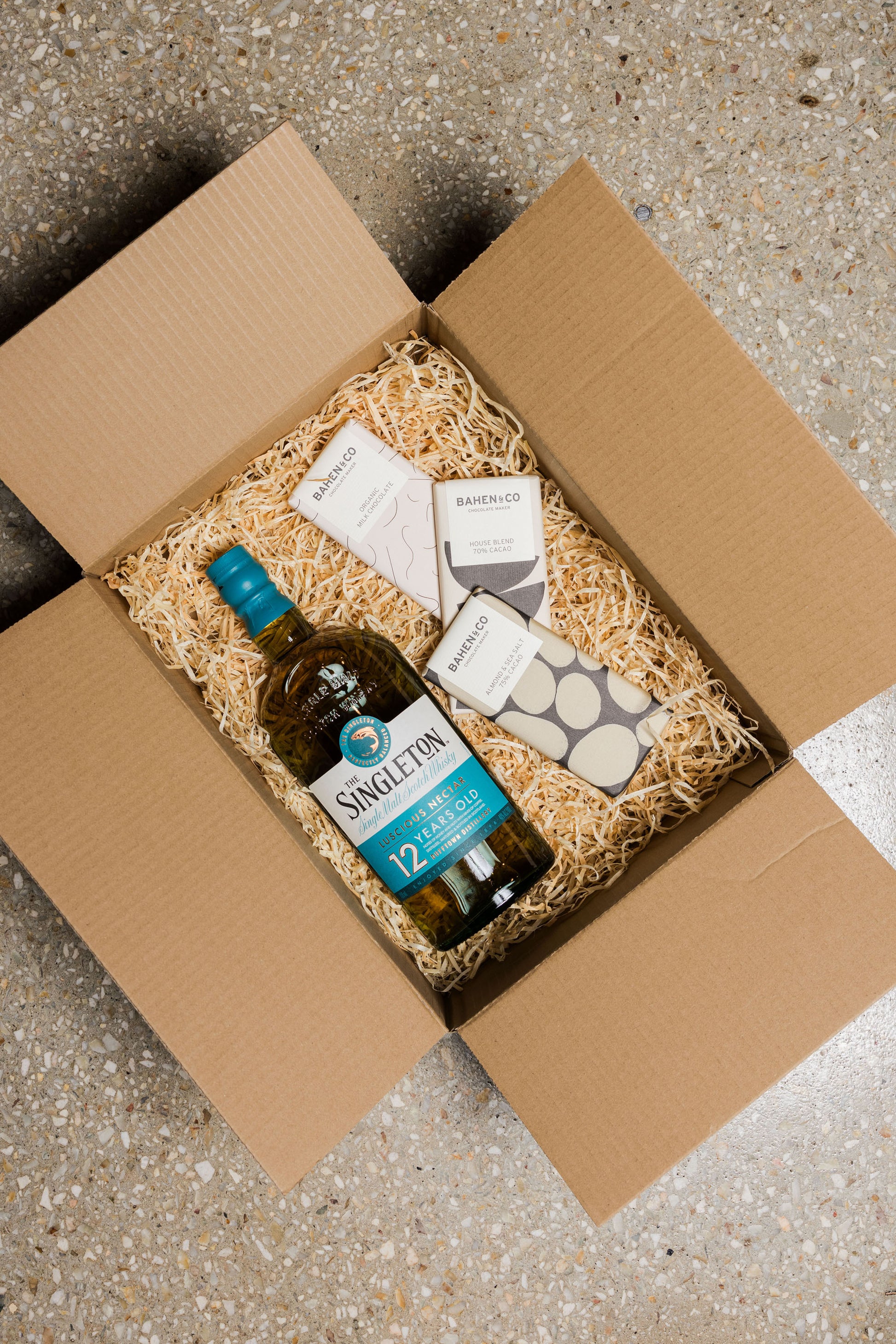 Bahen & Co Chocolates + Singleton 12YO Scotch Whisky - Christmas Gift Hamper-Heritage Wine Store Perth CBD Bottleshop
