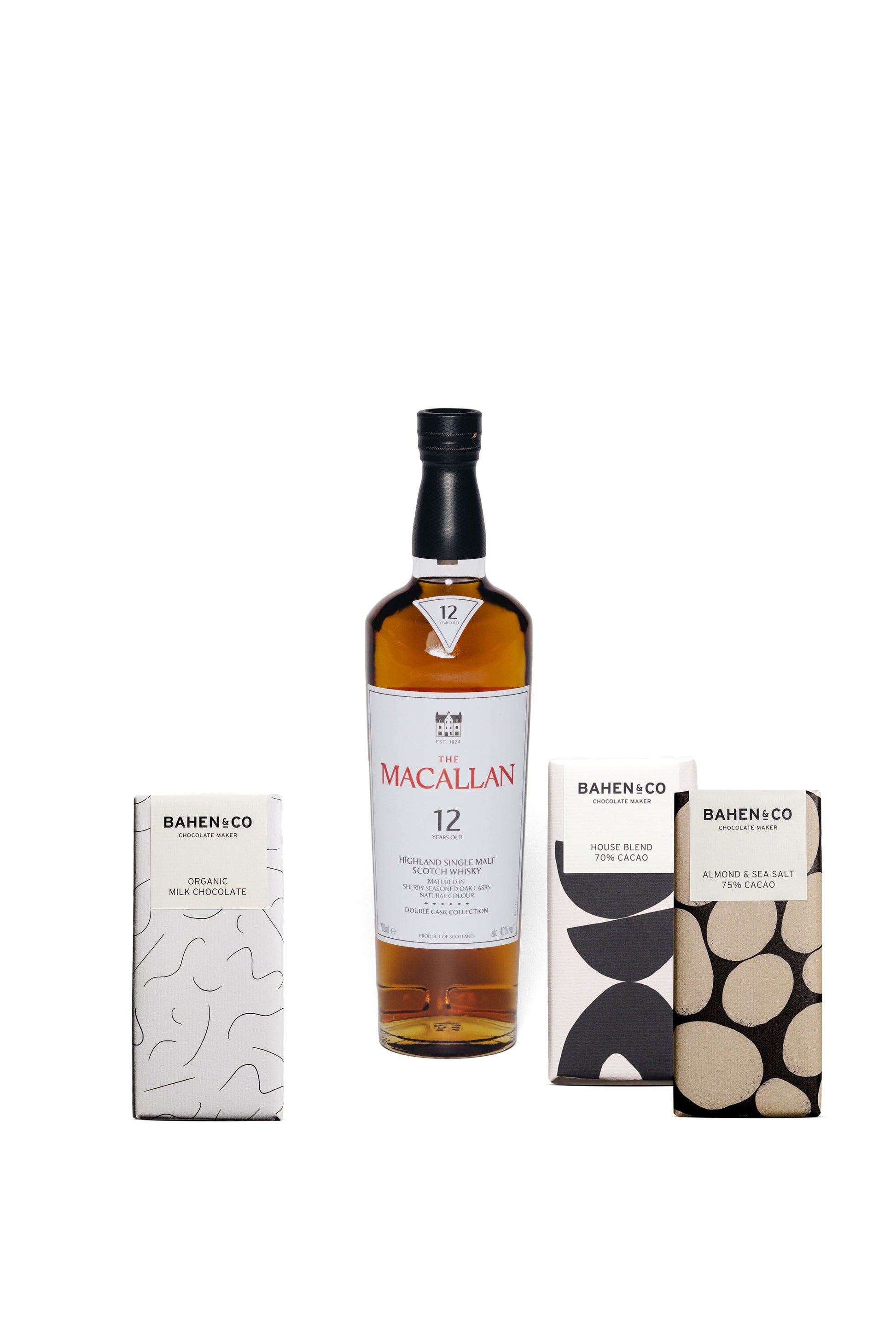 Bahen & Co. Chocolates + Macallan 'Double Oak' 12YO Scotch Whisky - Christmas Gift Hamper-Heritage Wine Store Perth CBD Bottleshop