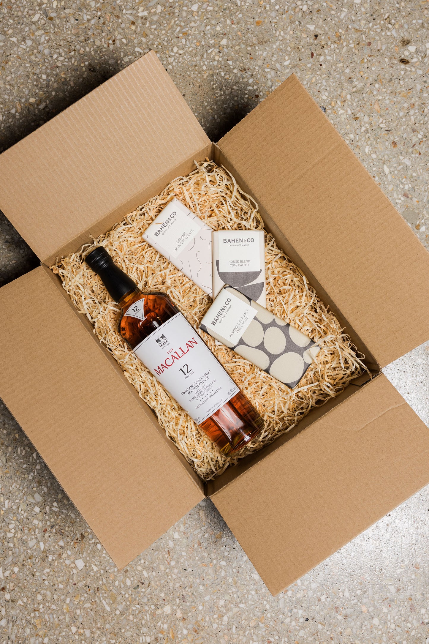 Bahen & Co. Chocolates + Macallan 'Double Oak' 12YO Scotch Whisky - Christmas Gift Hamper-Heritage Wine Store Perth CBD Bottleshop