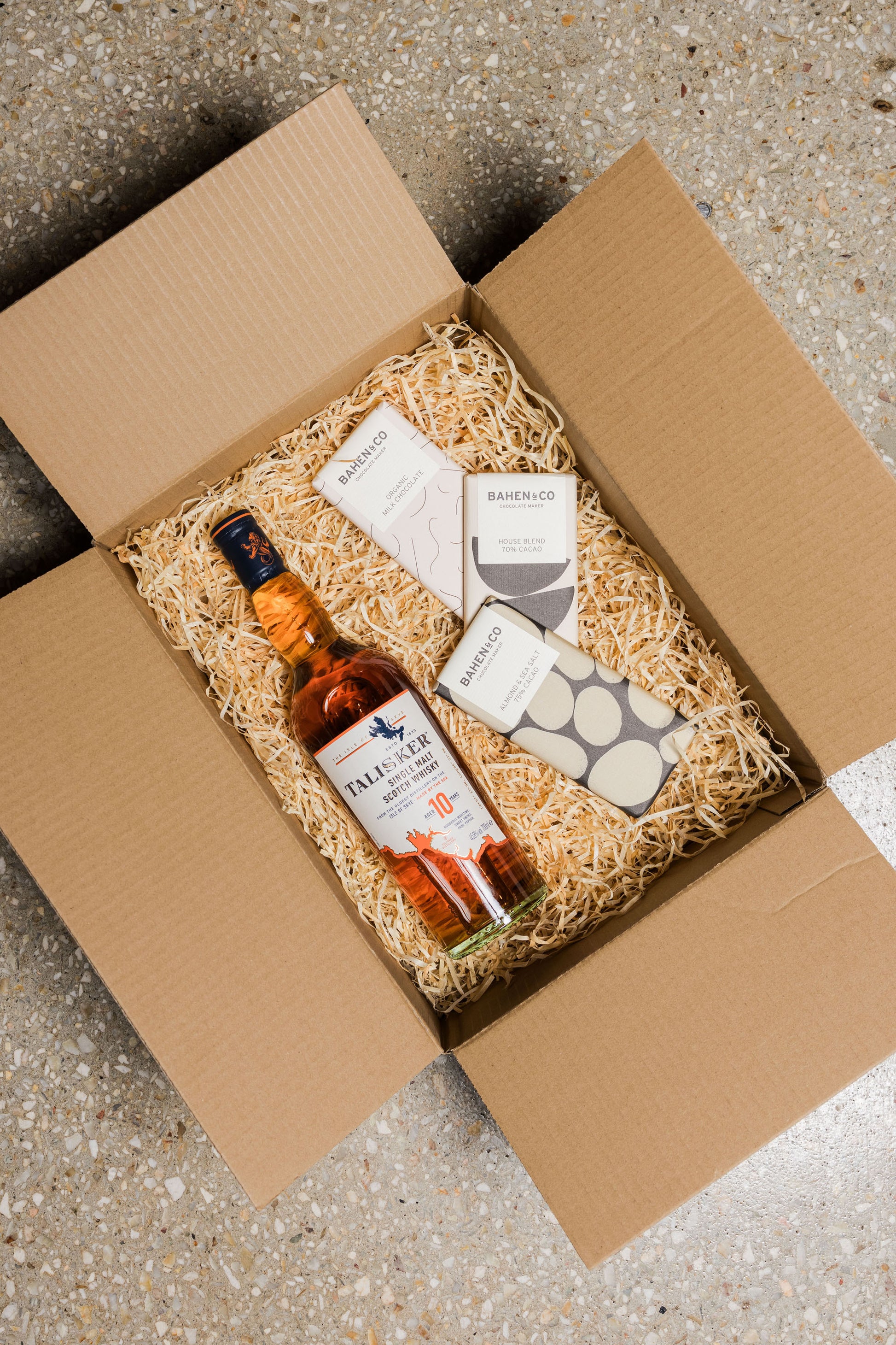 Bahen & Co. Chocolates + Talisker 10YO Scotch Whisky - Christmas Gift Hamper-Heritage Wine Store Perth CBD Bottleshop