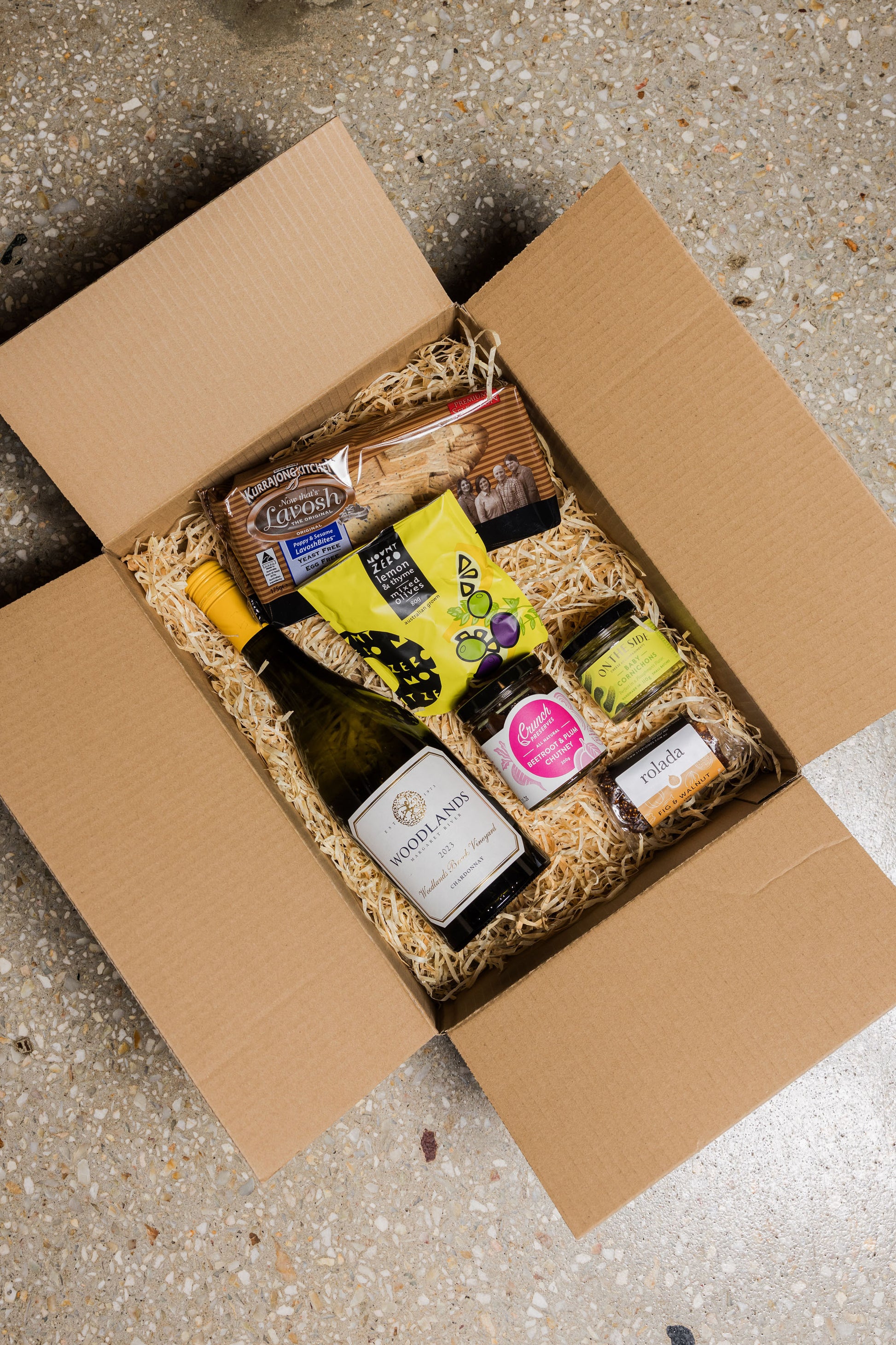 Everything But The Cheese + Woodlands 'Brook Vineyard' Chardonnay - Christmas Gift Hamper-Heritage Wine Store Perth CBD Bottleshop