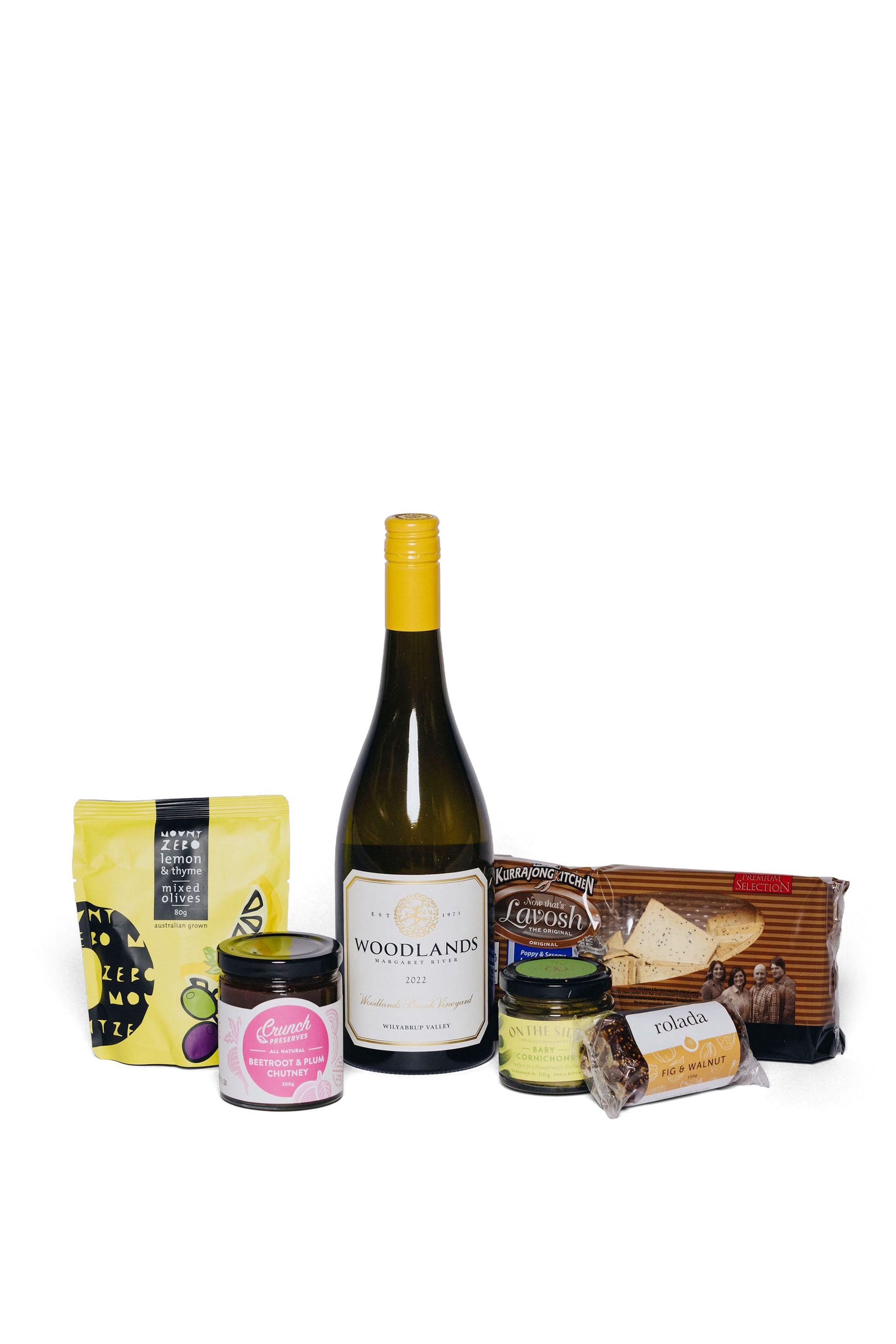 Everything But The Cheese + Woodlands 'Brook Vineyard' Chardonnay - Christmas Gift Hamper-Heritage Wine Store Perth CBD Bottleshop