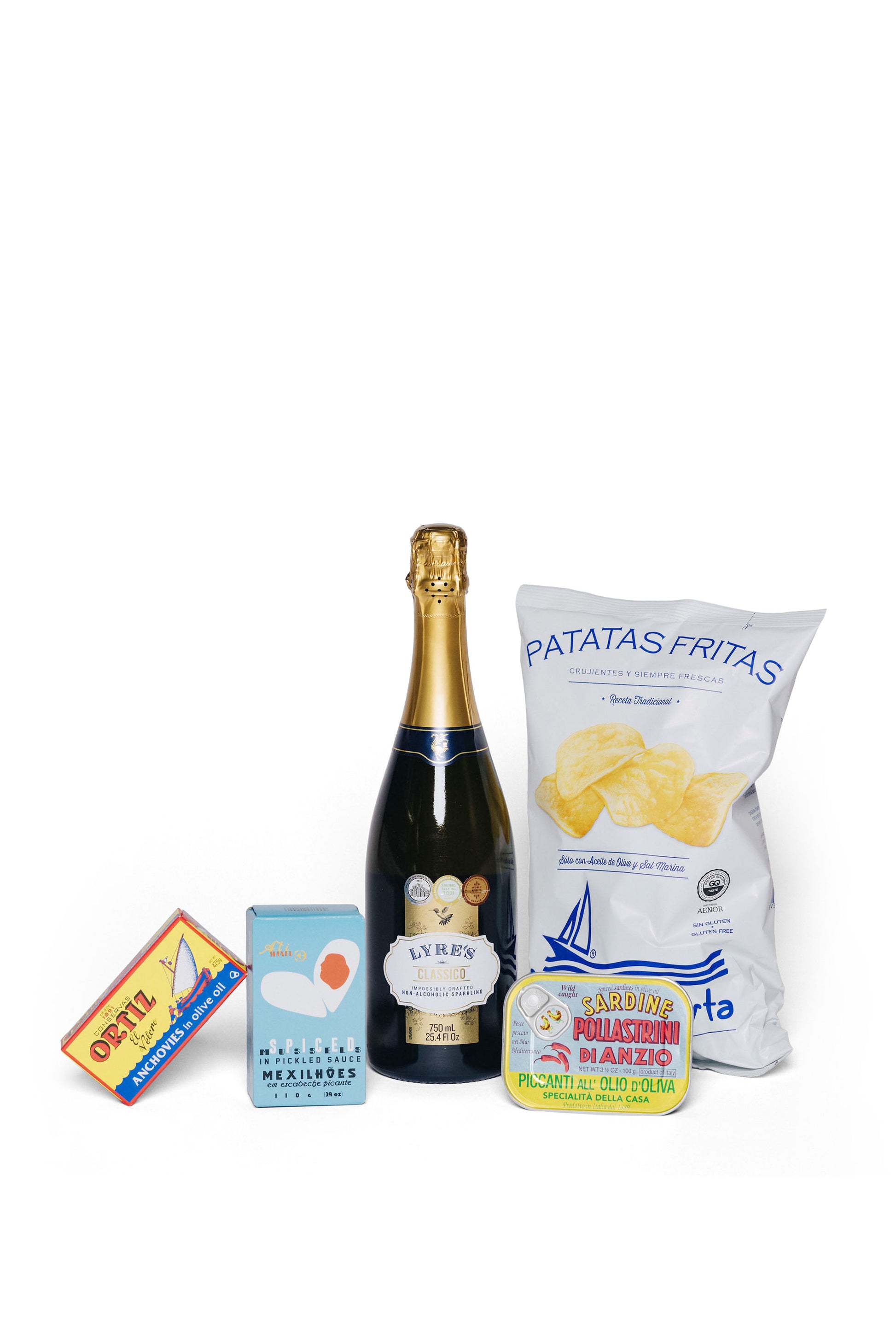 Tinned Fish & Crisps + Lyre's Non Alcoholic Sparkling Wine - Christmas Gift Hamper-Heritage Wine Store Perth CBD Bottleshop