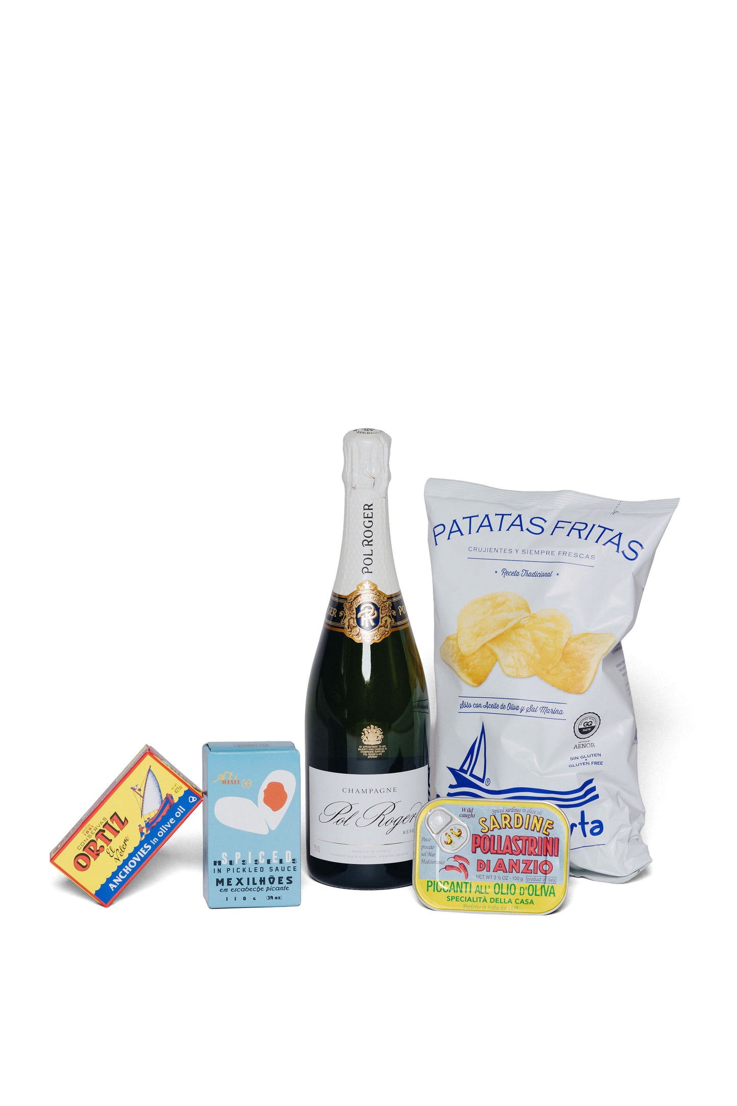 Tinned Fish & Crisps + Pol Roger Champagne - Christmas Gift Hamper-Heritage Wine Store Perth CBD Bottleshop