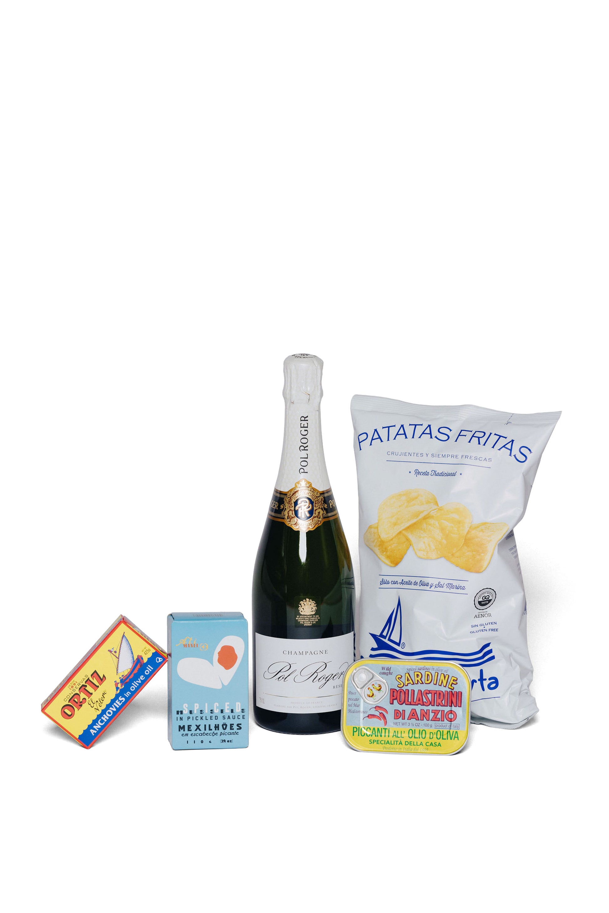 Tinned Fish & Crisps + Pol Roger Champagne - Christmas Gift Hamper-Heritage Wine Store Perth CBD Bottleshop
