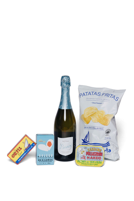 Tinned Fish & Crisps + Tar & Roses Prosecco - Christmas Gift Hamper-Heritage Wine Store Perth CBD Bottleshop