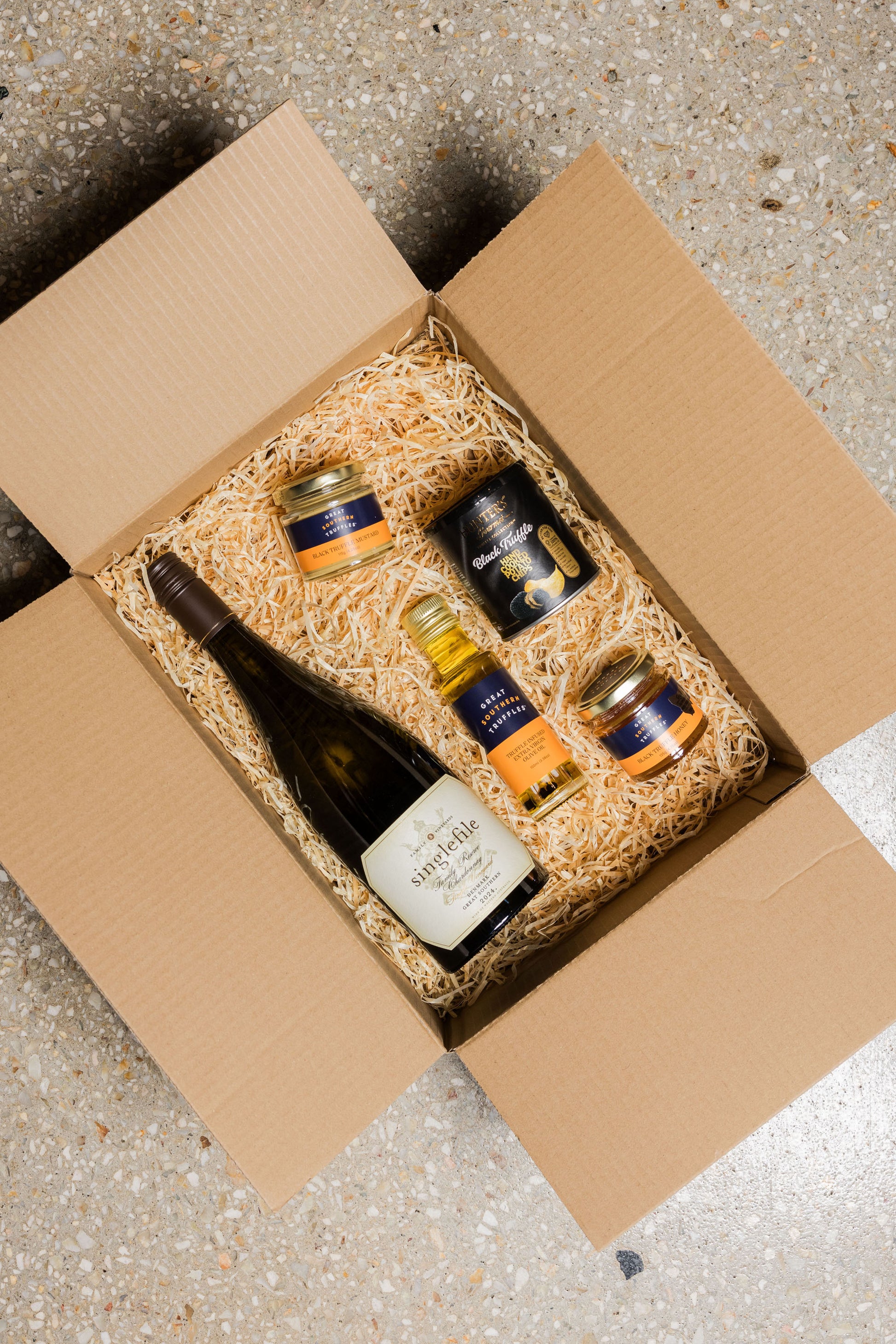 Truffle Lovers + Singlefile 'Family Reserve' Chardonnay - Christmas Gift Hamper-Heritage Wine Store Perth CBD Bottleshop